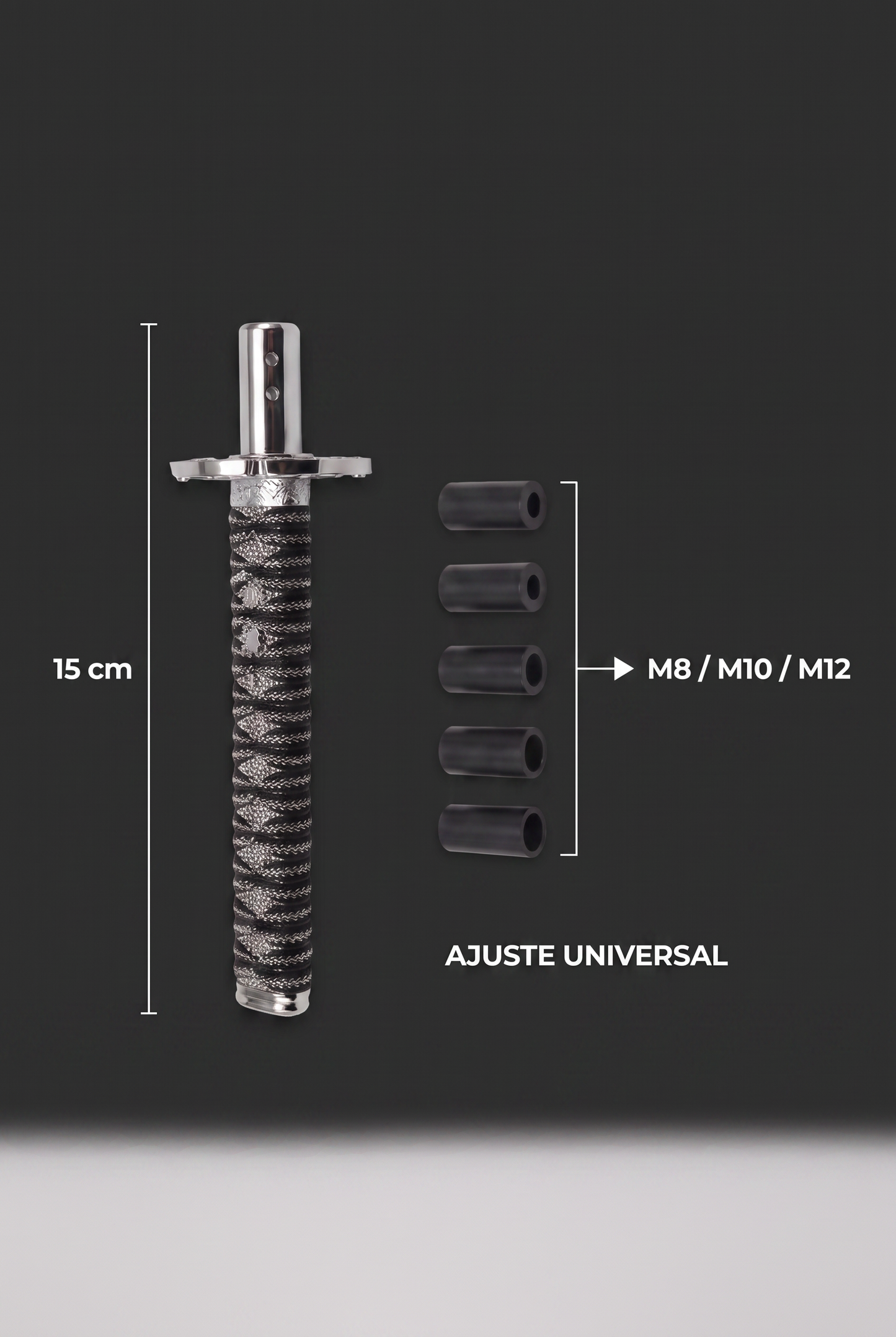 Perilla de cambio katana JDM — 15 cm, con adaptador